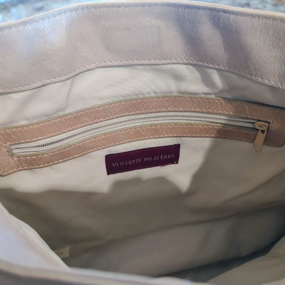 Women's vintage boho Violette Nozieres bag 11"X13", tan and pink leather. Used - Picture 10 of 13